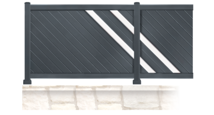 La clôture BOOGIE en aluminium, de forme droite et composée de lames fougères vous protégerons des regards indélicats