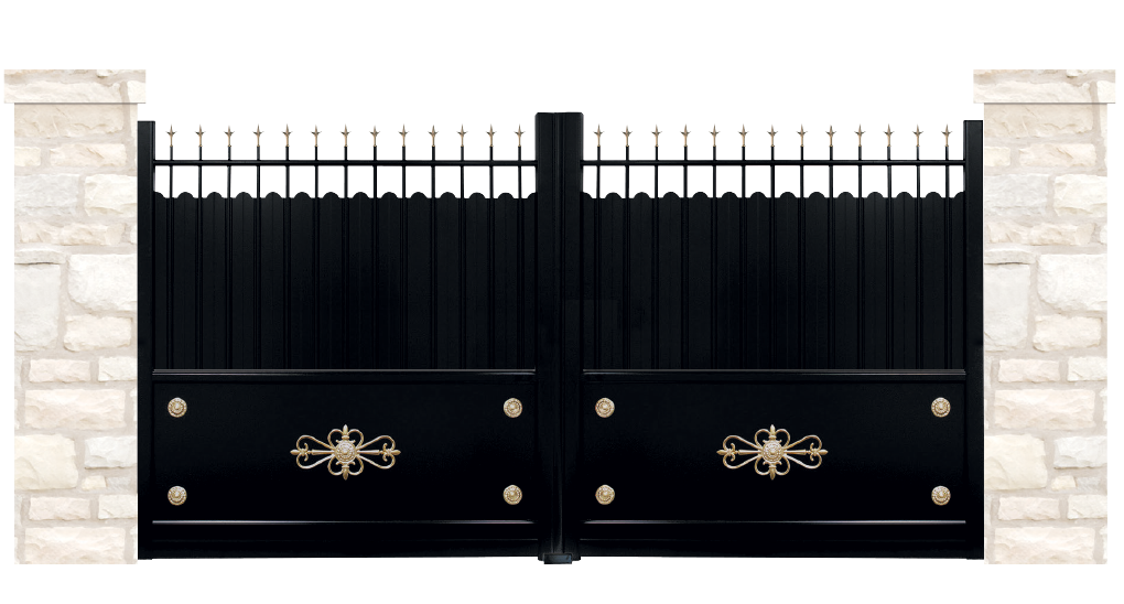 portail aluminium contemporain ecusson