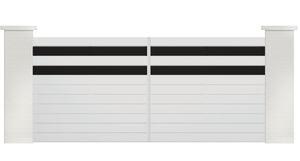 GOTA est un portail en PVC de la gamme les contemporains, style épuré et moderne avec ses lames de couleur