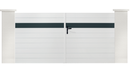 Votre portail plein Siltelle en PVC, donnera du cachet à votre entrée. Sa lame de couleur personnalisable.