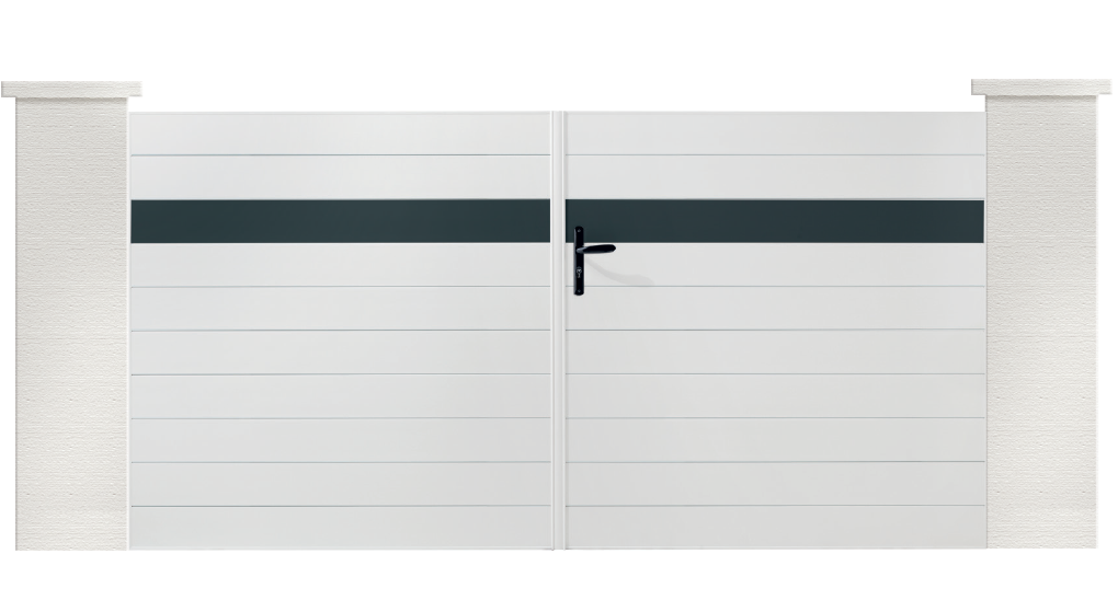 Votre portail plein Siltelle en PVC, donnera du cachet à votre entrée. Sa lame de couleur personnalisable.
