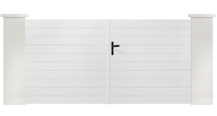 Votre portail PVC Torcol, modernité et sobriété pour votre entrée. Battant ou coulissant ce portail plein vous abritera des regards de la rue.