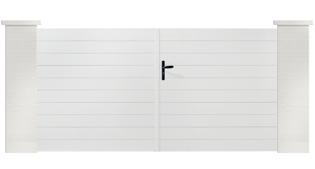 Votre portail PVC Torcol, modernité et sobriété pour votre entrée. Battant ou coulissant ce portail plein vous abritera des regards de la rue.