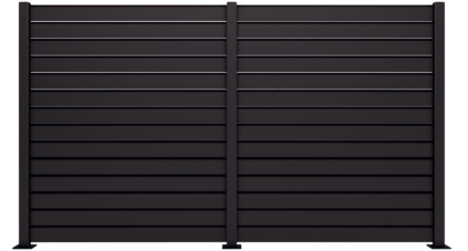 Claustra aluminium Zimbra présenté dans un profond Noir 9005 SMF