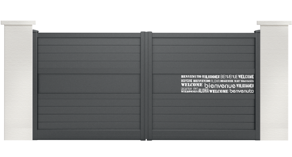 portail aluminium capret motif bienvenue