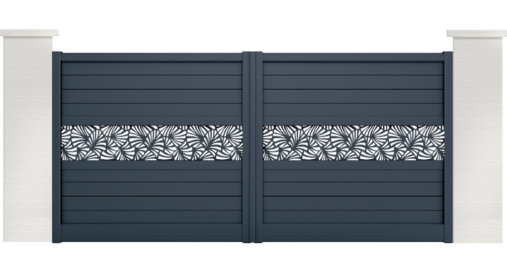 portail aluminium contemporain capret motif papyrus